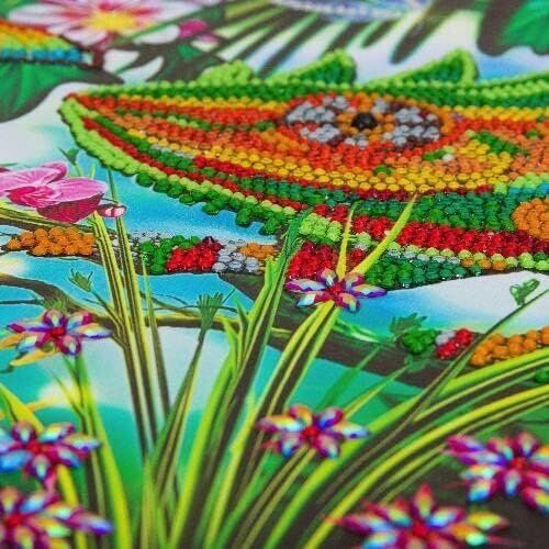 Obraz Chameleón v džungli (40x50 cm) vykladanie z diamantov