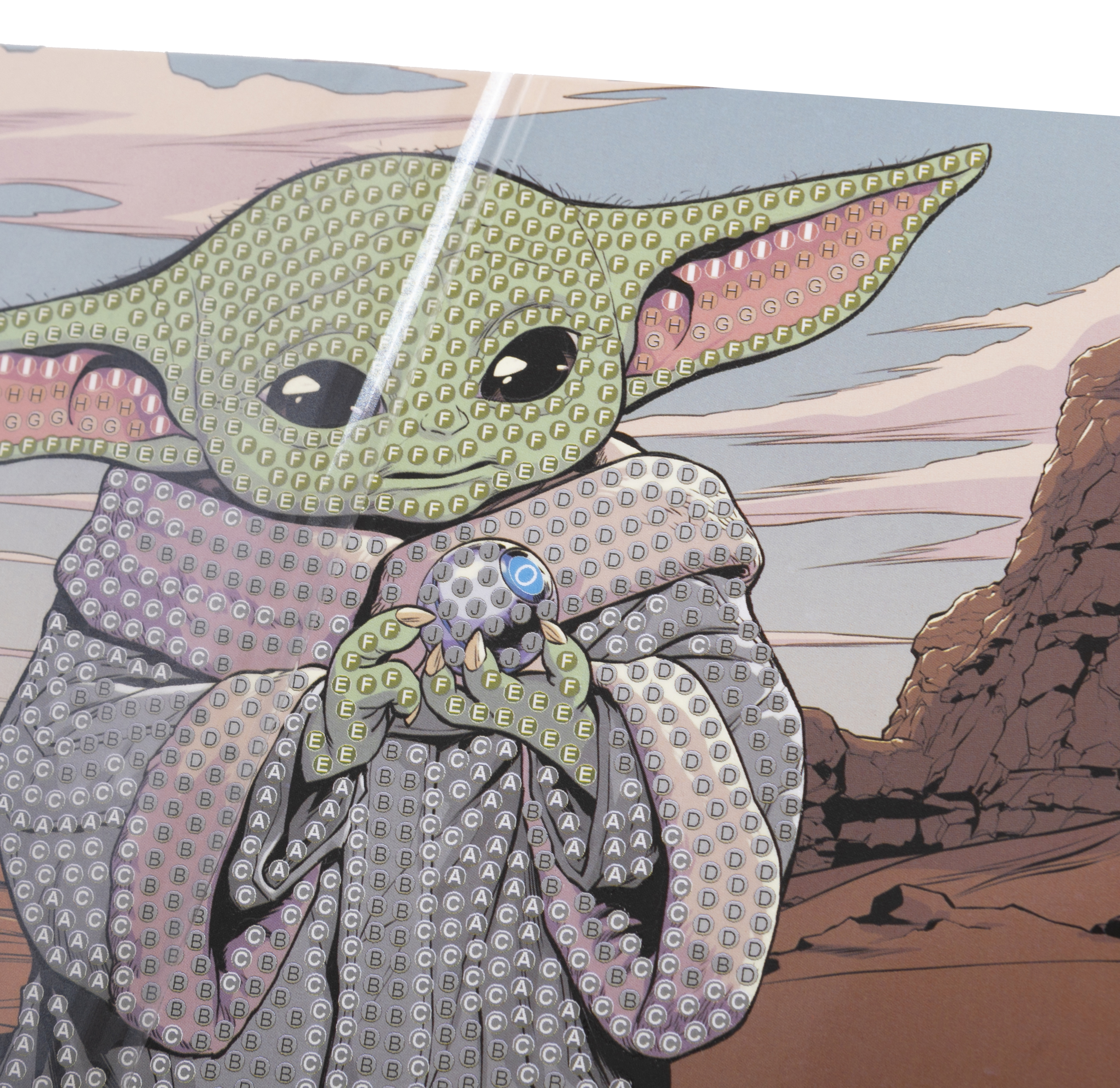 Pohľadnica Baby Yoda Star Wars vykladanie z diamantov
