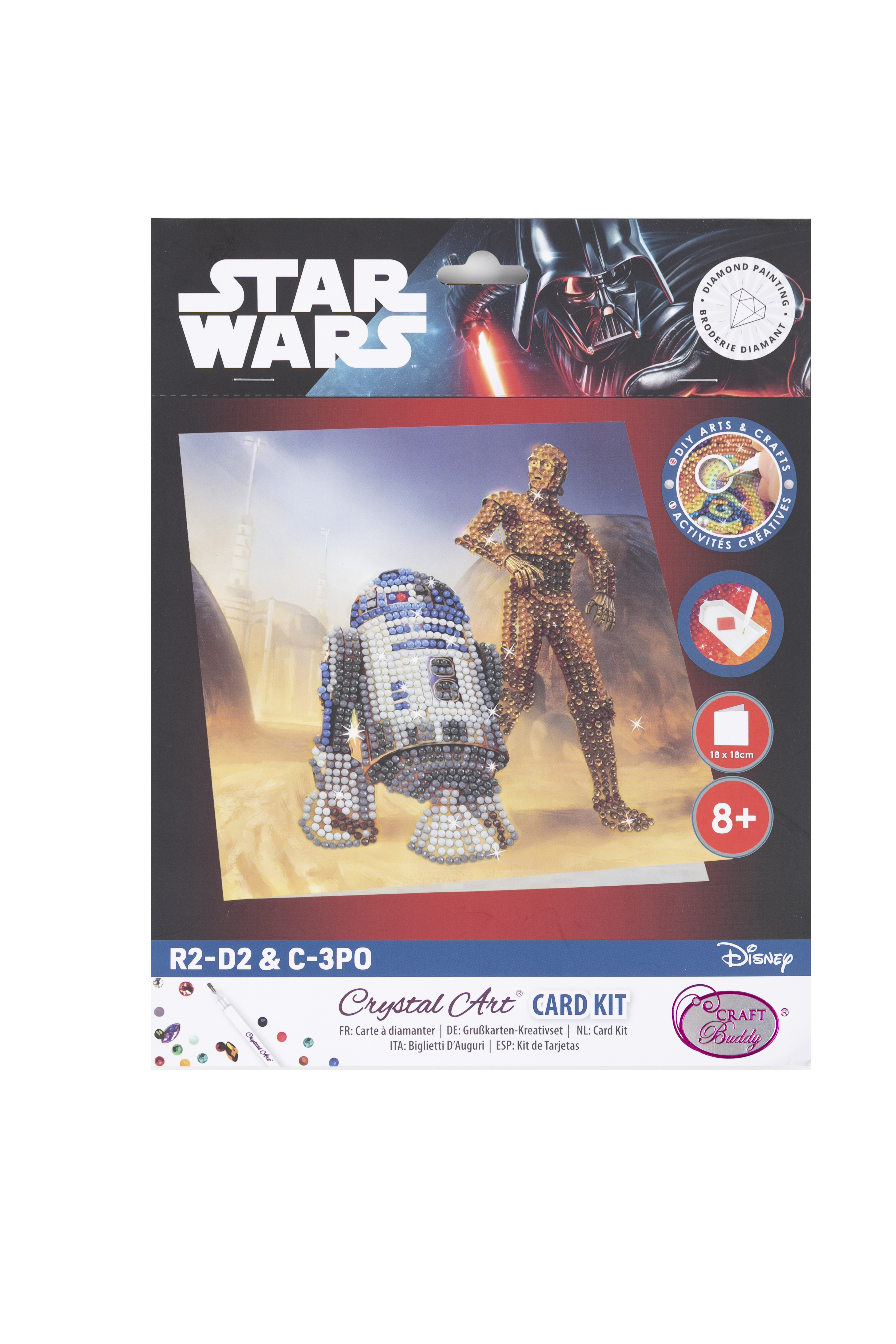 Pohľadnica R2-D2 a C-3PO Star Wars vykladanie z diamantov