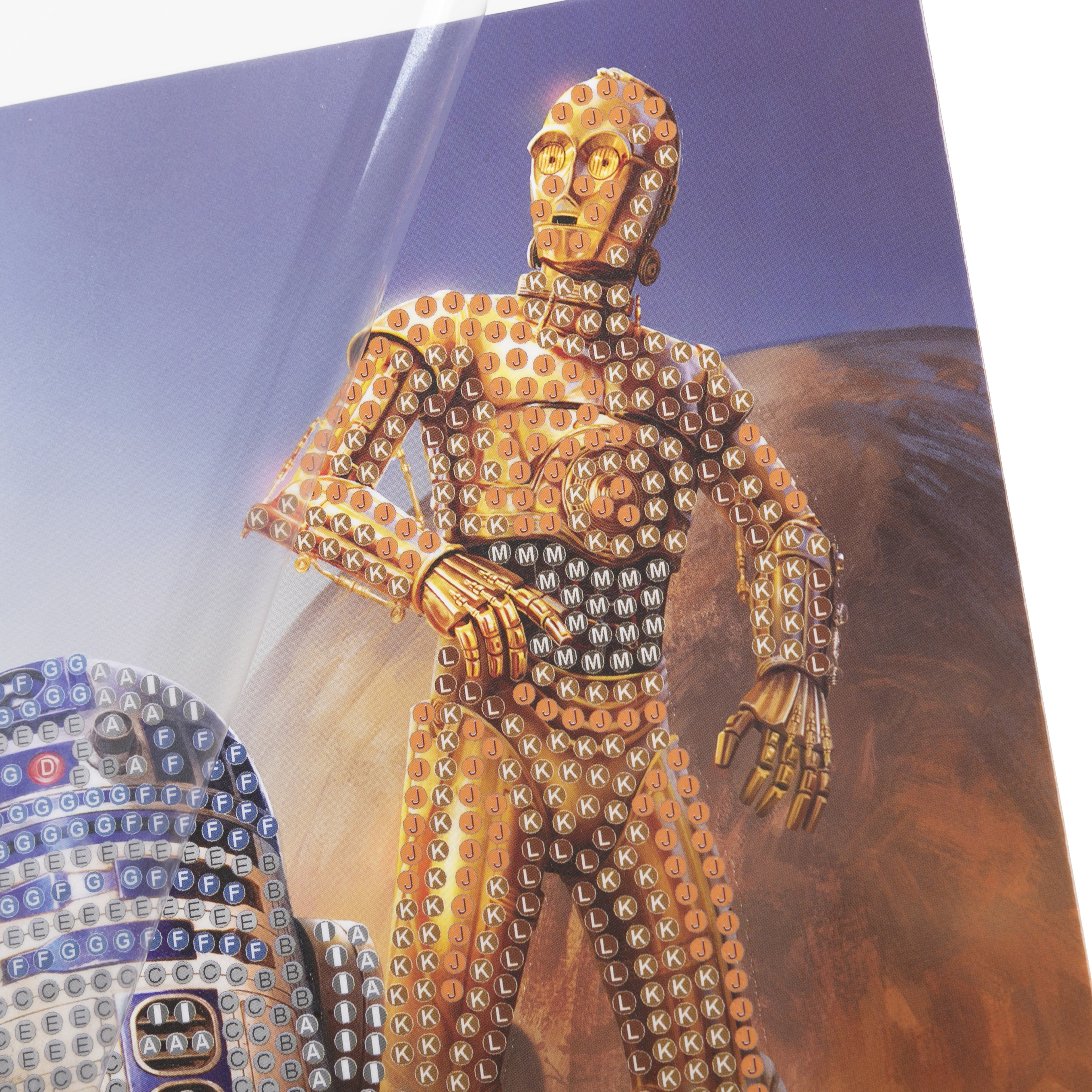 Pohľadnica R2-D2 a C-3PO Star Wars vykladanie z diamantov