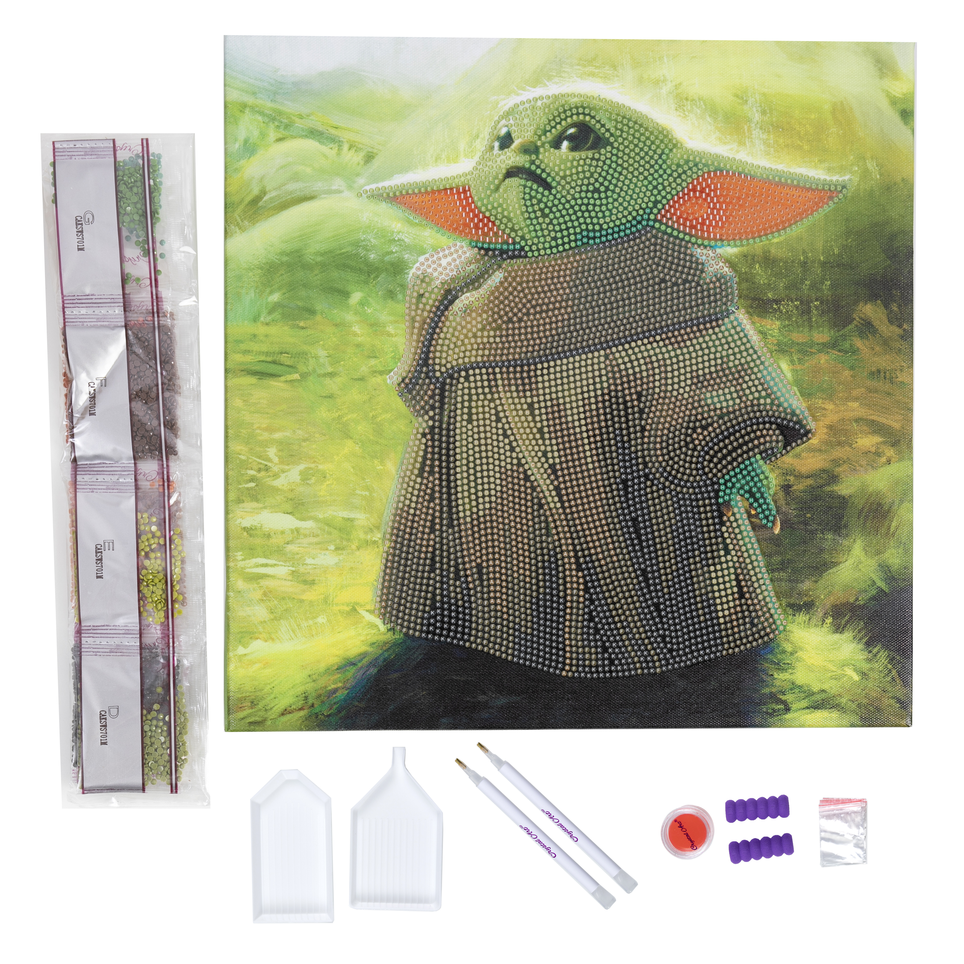 Obraz Baby Yoda Star Wars (30x30 cm) vykladanie z diamantov