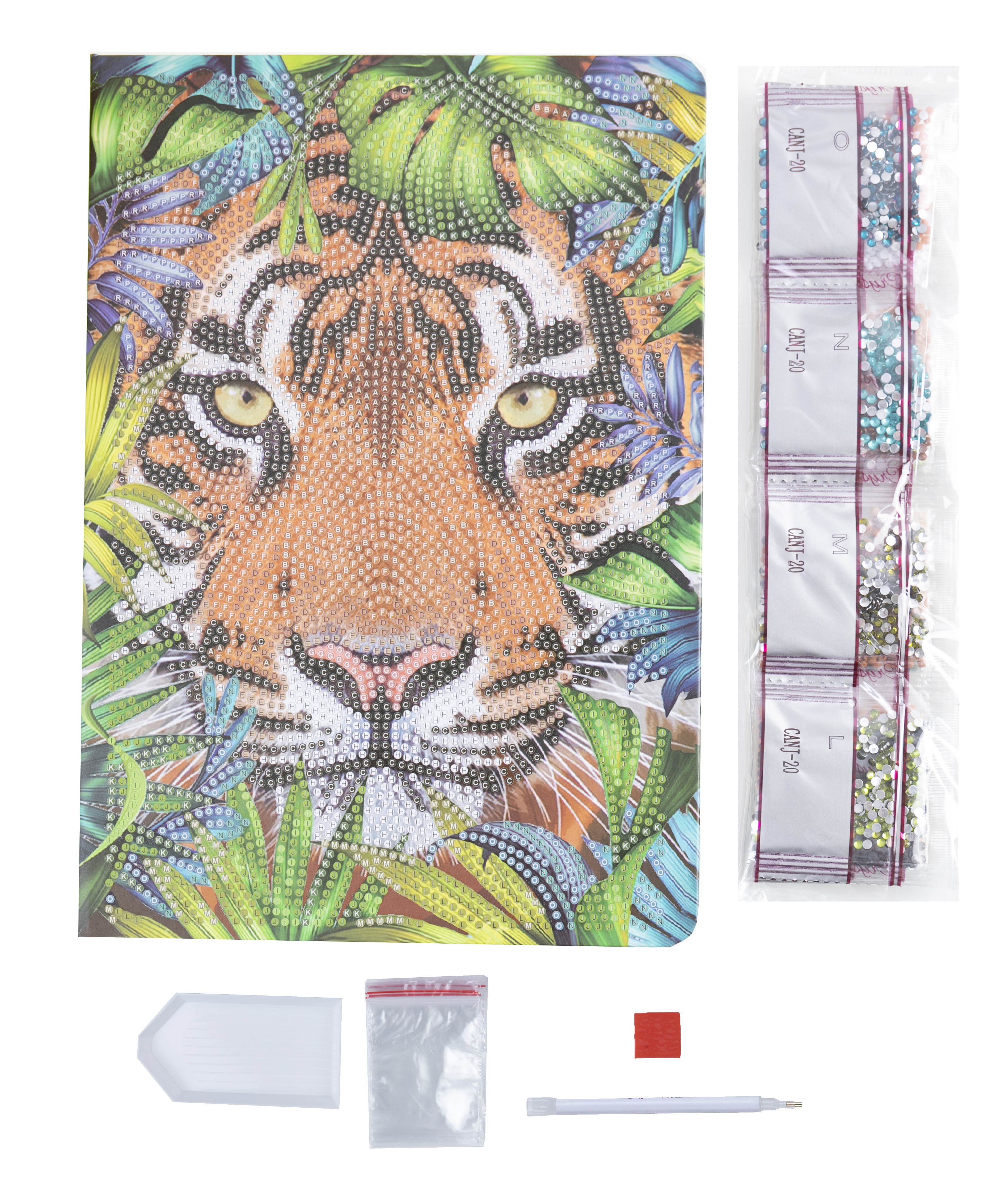 Zápisník Tiger v lese vykladanie z diamantov