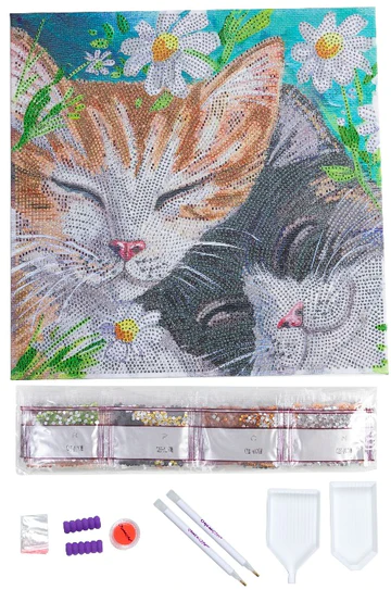 Obraz Ospalé mačky (30x30 cm) vykladanie z diamantov