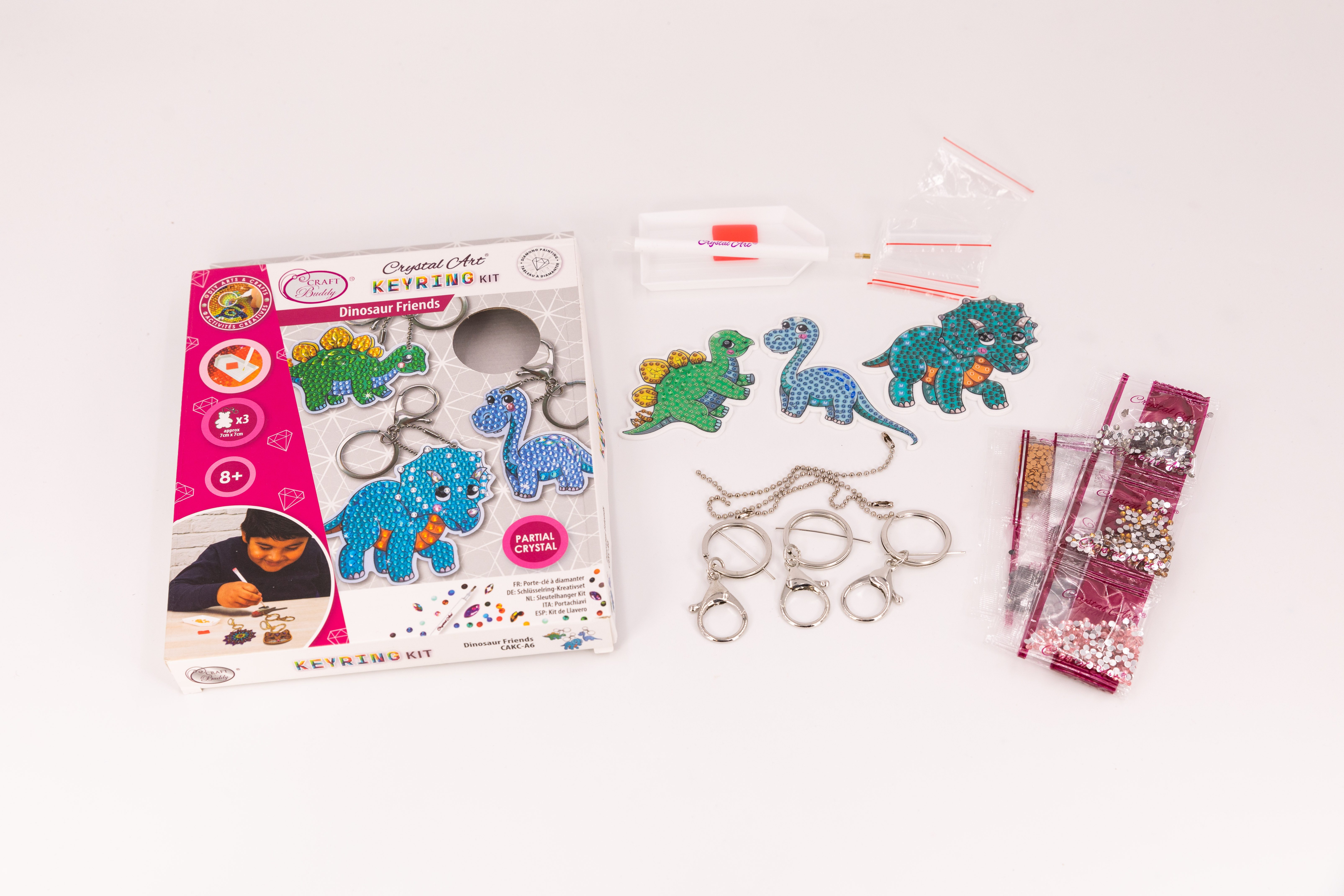 Sada kľúčeniek Dinosaury vykladanie z diamantov