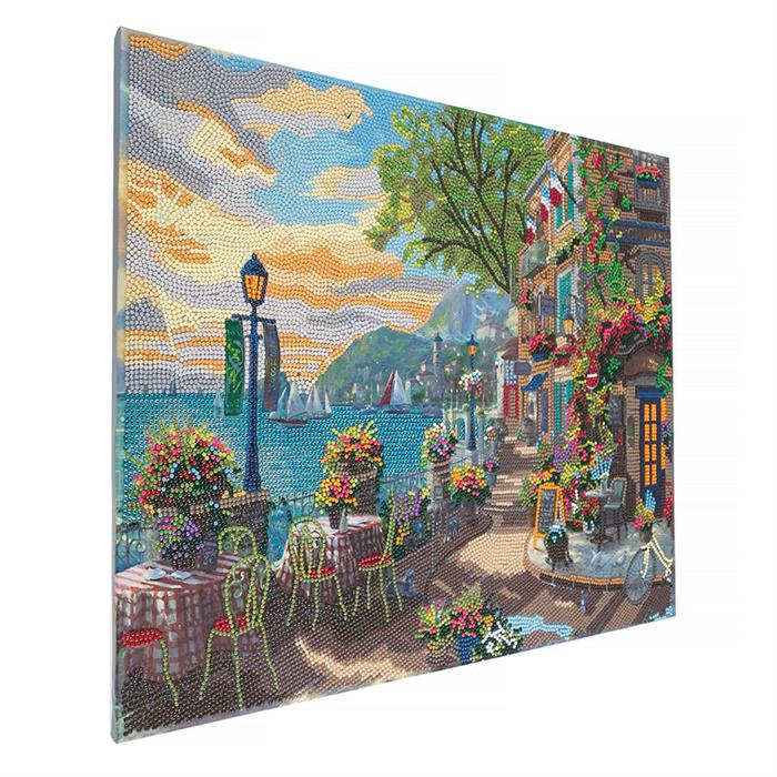 Obraz Kaviareň Francúzska riviéra (40x50 cm) vykladanie z diamantov