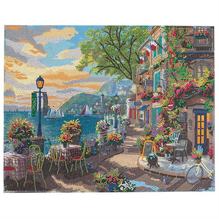 Obraz Kaviareň Francúzska riviéra (40x50 cm) vykladanie z diamantov