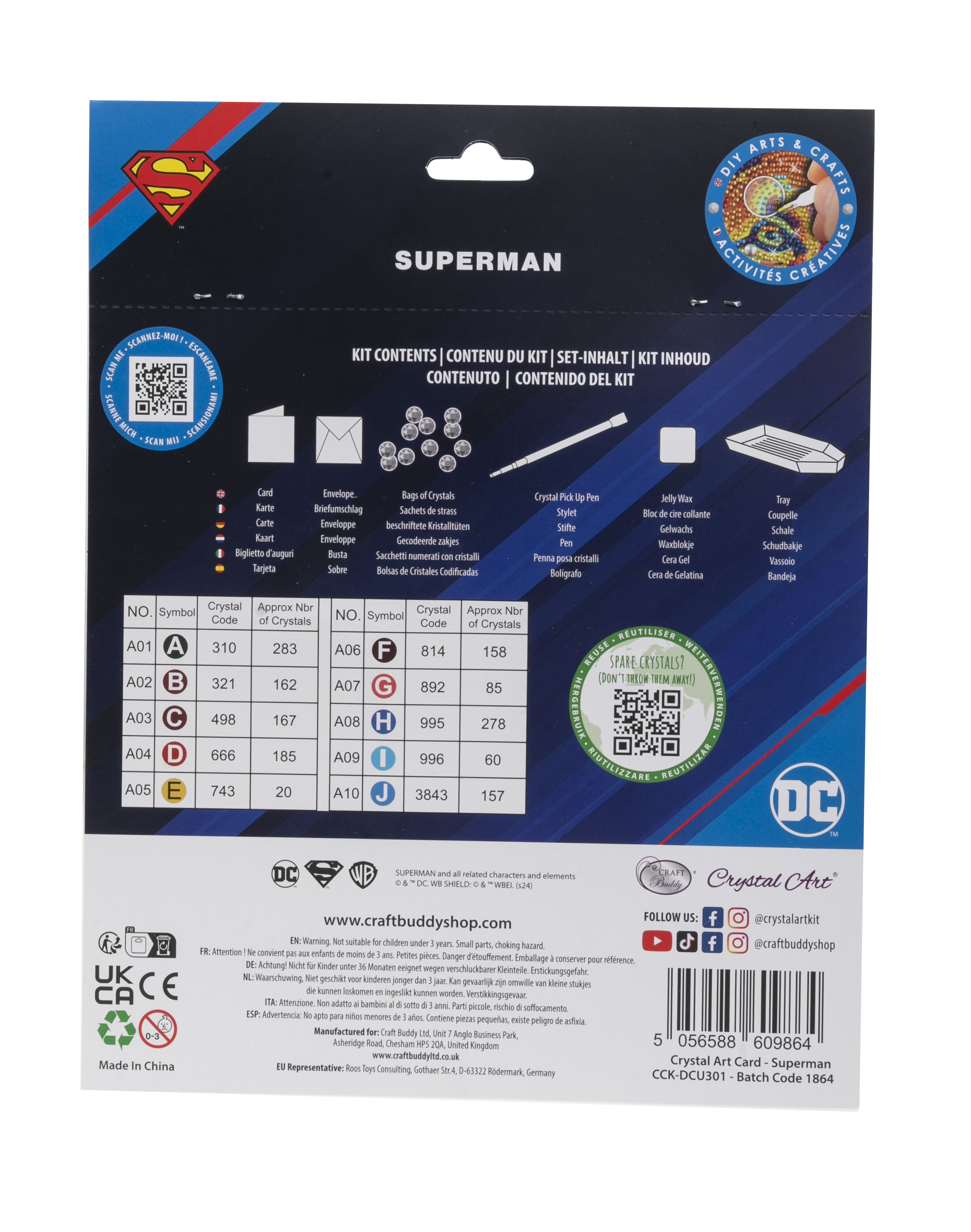 Pohľadnica Superman DC vykladanie z diamantov
