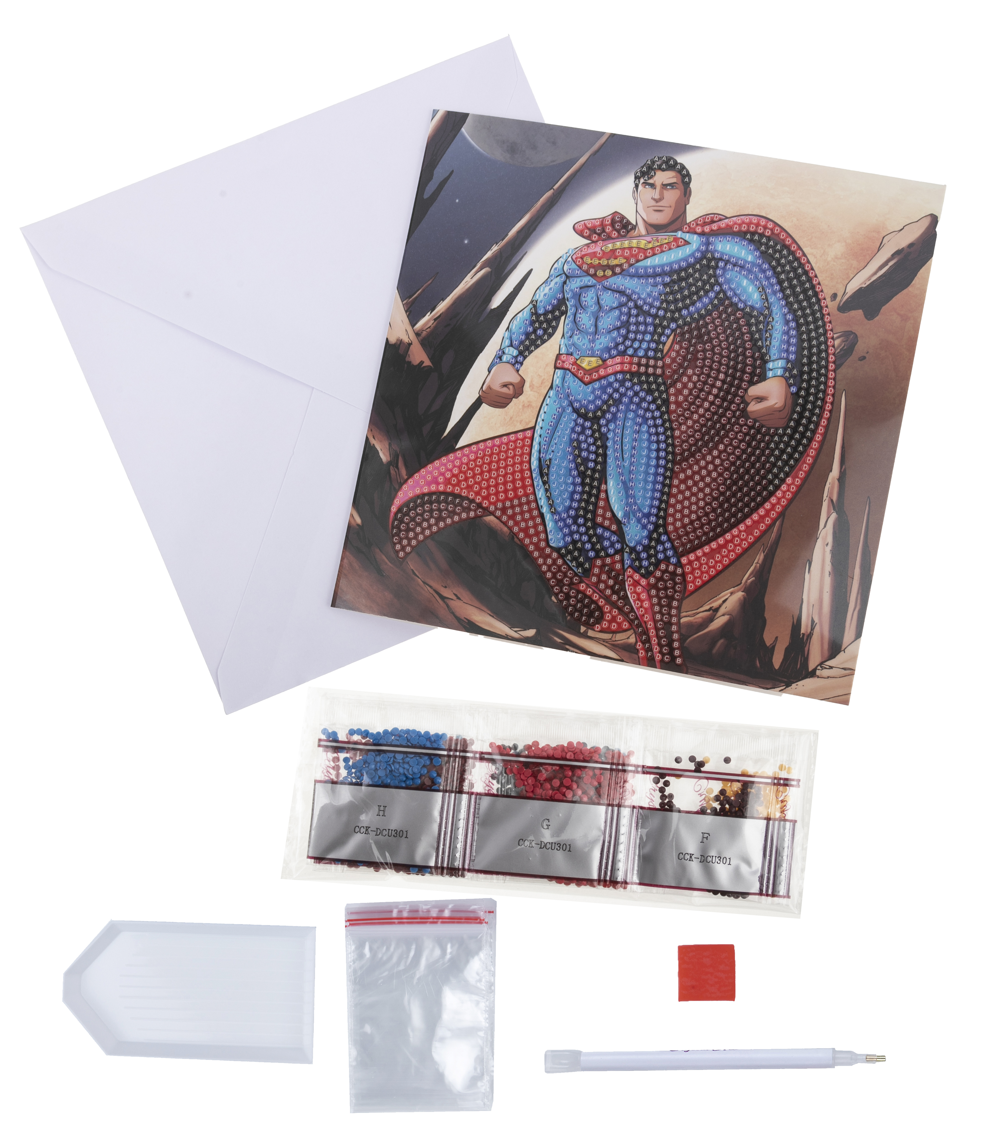 Pohľadnica Superman DC vykladanie z diamantov