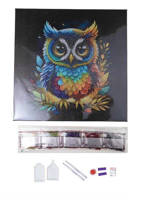 Obraz Sova (30x30 cm) vykladanie z diamantov