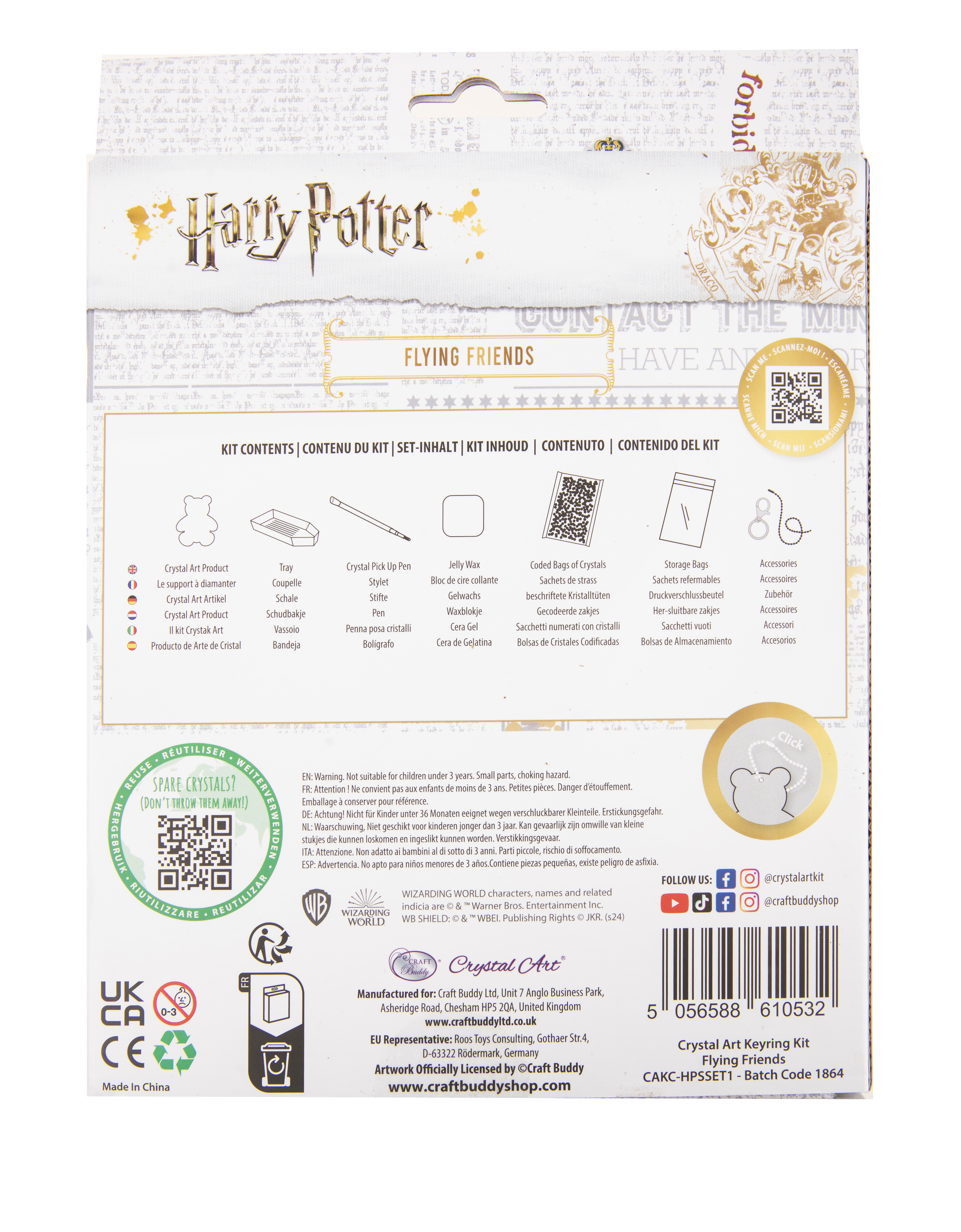 Sada kľúčeniek Harry Potter lietajúci priatelia vykladanie z diamantov