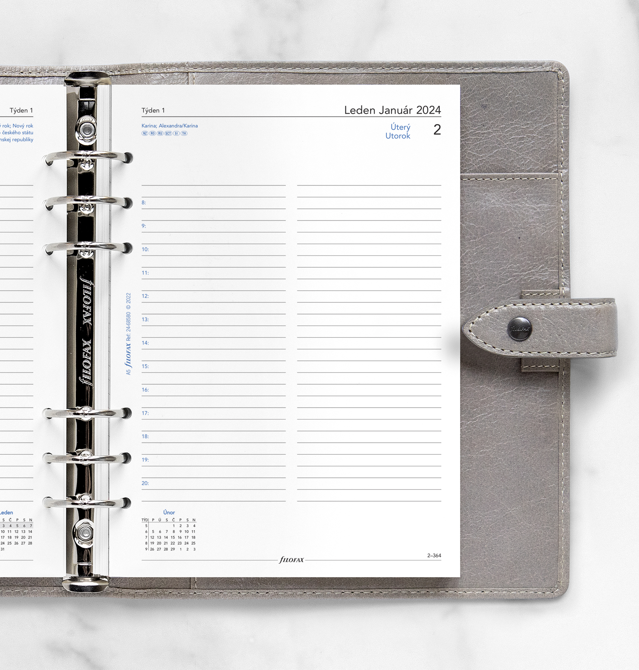 Kalendár Filofax A5 deň/1 strana ČJ+SJ 2024, linajkový