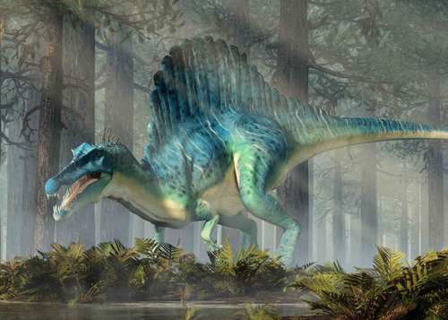 (B) 3D pohľadnica Spinosaurus