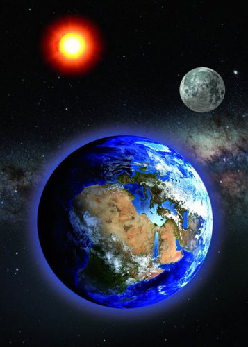 3D pohľadnica Earth-Sun-Moon-vertical