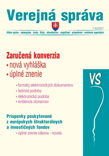 Kniha Verejná správa 7-8/2021 - Elektronizácia a Európske fondy - Kolektív autorov