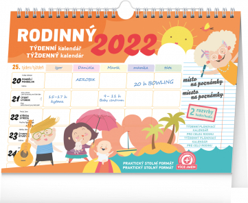 Týždenný rodinný plánovací kalendár s háčikom CZ/SK 2022, 30 × 21 cm