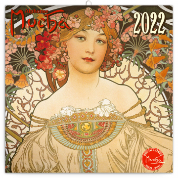 Poznámkový kalendár Alfons Mucha 2022, 30 × 30 cm