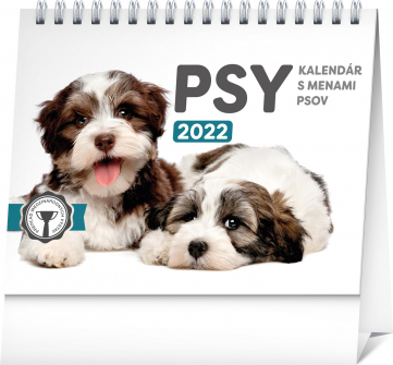 Stolový kalendár Psy – s menami psov 2022 SK, 16,5 × 13 cm