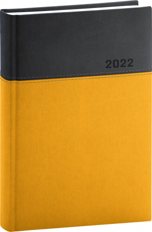 Denný diár Dado 2022, žlto–čierny, 15 × 21 cm