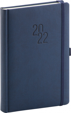 Denný diár Diamante 2022, modrý, 15 × 21 cm