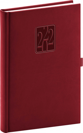 Denný diár Vivella Classic 2022, vínový, 15 × 21 cm