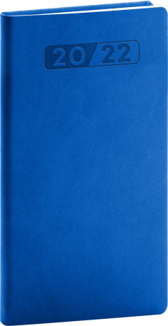 Vreckový diár Aprint 2022, modrý, 9 × 15,5 cm