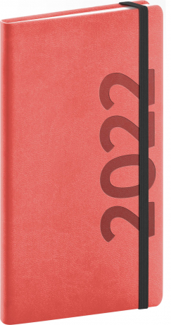 Vreckový diár Avilla 2022, oranžovo–čierny, antibakteriálne, 9 × 15,5 cm