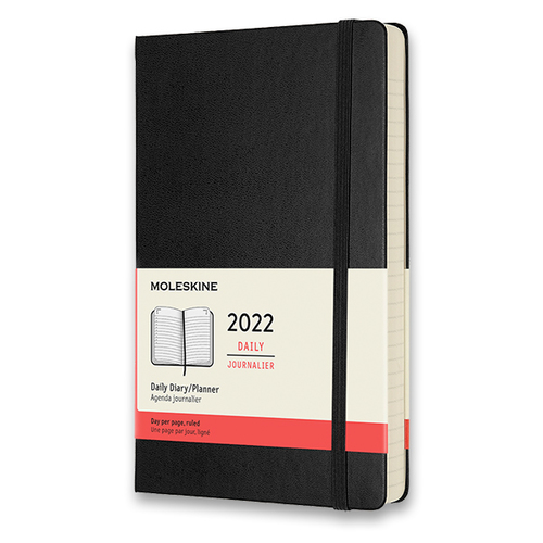 Diár MOLESKINE 2022 denný tvrdý čierny L