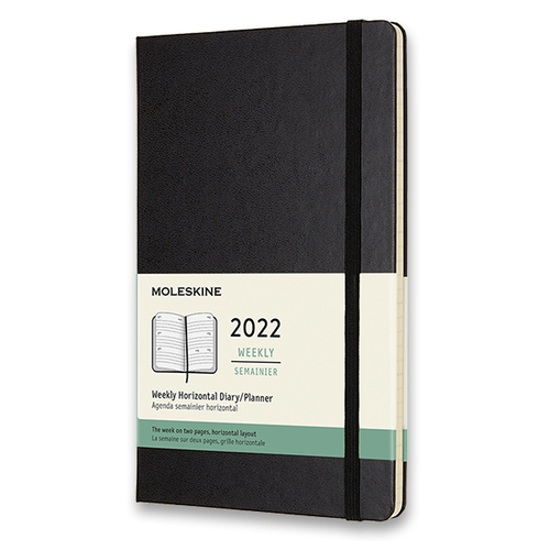 Diár MOLESKINE 2022 horizont týždeň tvrdý čierny L