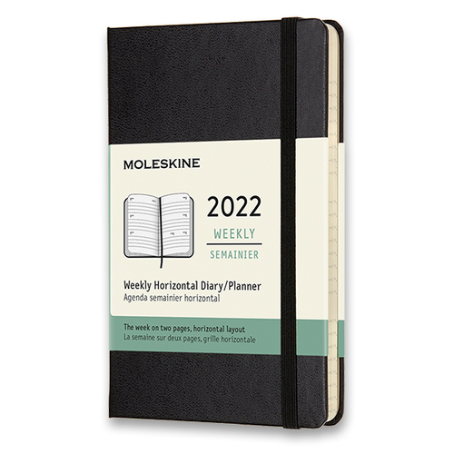 Diár MOLESKINE 2022 horizont týždeň tvrdý čierny S