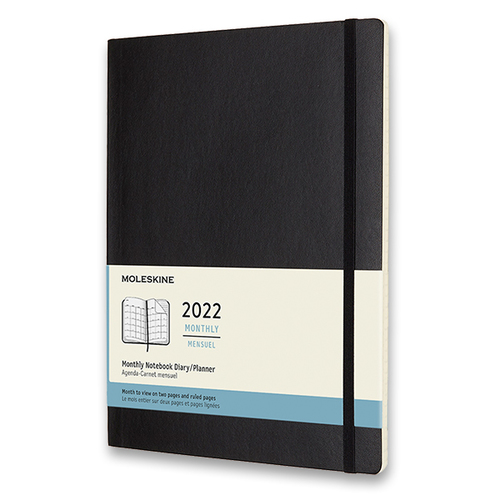Diár MOLESKINE 2022 mesačný mäkký čierny XL