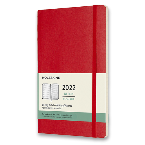 Diár MOLESKINE 2022 týždenný mäkký červený L