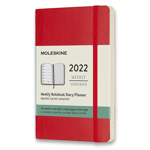 Diár MOLESKINE 2022 týždenný mäkký červený S