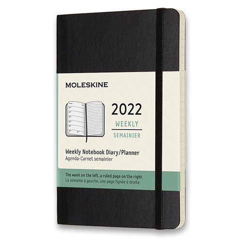 Diár MOLESKINE 2022 týždenný mäkký čierny S