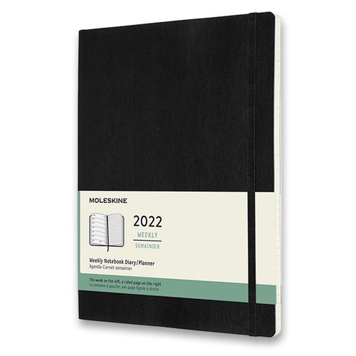 Diár MOLESKINE 2022 týždenný mäkký čierny XL