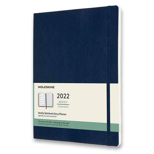 Diár MOLESKINE 2022 týždenný mäkký modrý XL