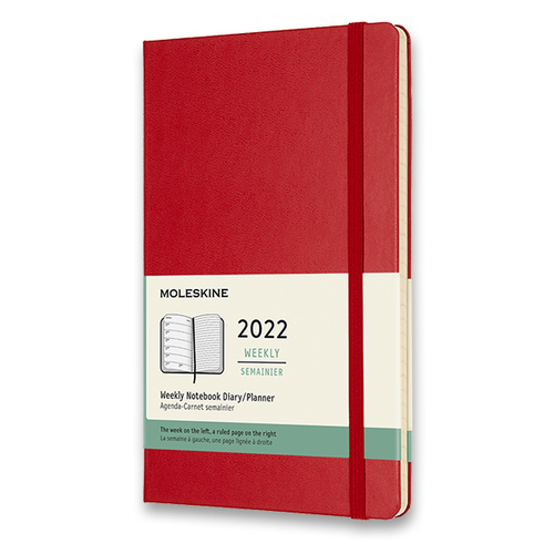Diár MOLESKINE 2022 týždenný tvrdý červený L