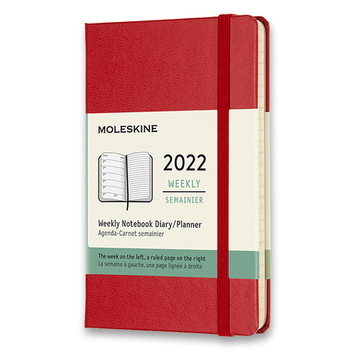 Diár MOLESKINE 2022 týždenný tvrdý červený S
