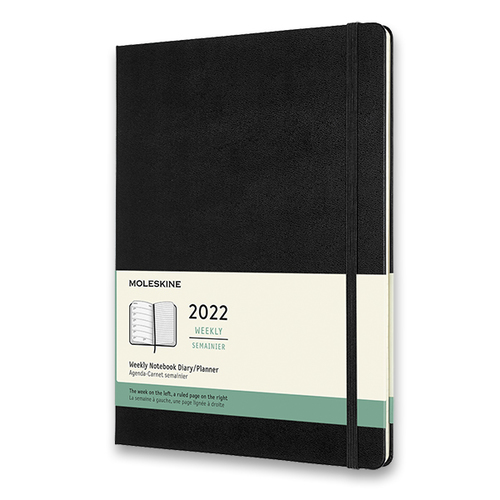 Diár MOLESKINE 2022 týždenný tvrdý čierny XL