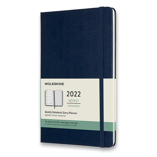 Diár MOLESKINE 2022 týždenný tvrdý modrý L