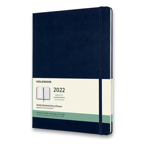 Diár MOLESKINE 2022 týždenný tvrdý modrý XL