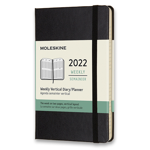 Diár MOLESKINE 2022 vertikál. týždeň tvrdý čiernyS