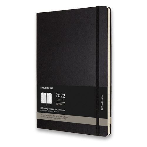 Diár MOLESKINE 2022 vertikál.týžd.tvrdý PRO čierA4