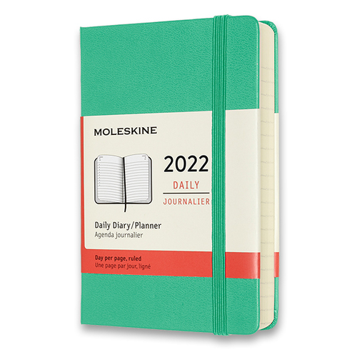 Diár MOLESKINE 2022 denný tvrdý sv. zelený S