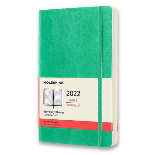 Diár MOLESKINE 2022 denný mäkký sv. zelený L