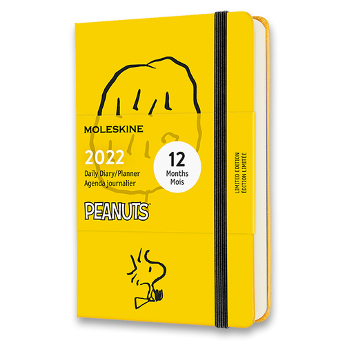 Diár MOLESKINE 2022 denný Peanuts žltý S