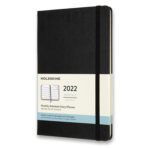 Diár MOLESKINE 2022 mesačný tvrdý čierny L