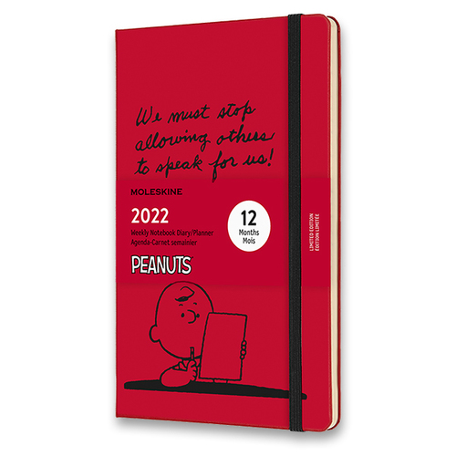Diár MOLESKINE 2022 týždenný Peanuts červený L