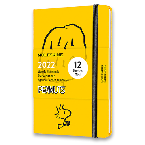 Diár MOLESKINE 2022 týždenný Peanuts žltý S