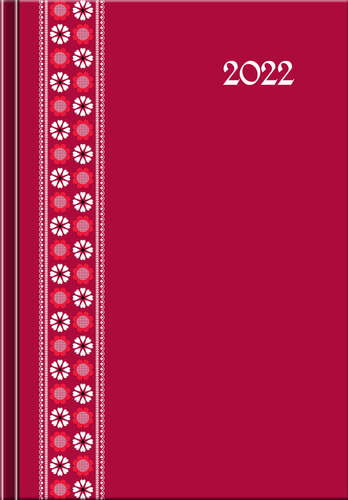 Denný diár A5 Print 2022 Folk červený