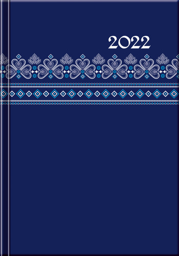 Pracovný diár A5 Print 2022 Folk modrý